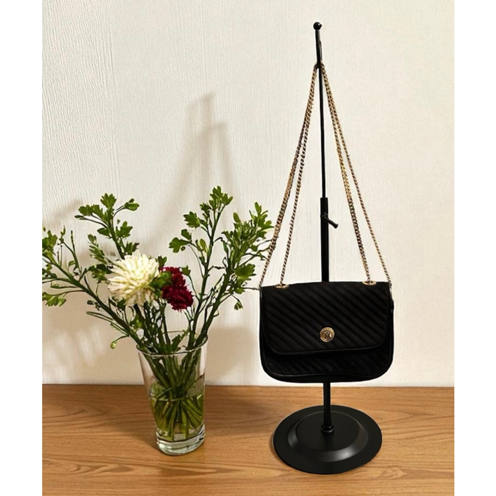 Celine Black Suede Quilted Gold Chain Shoulder/Crossbody Bag